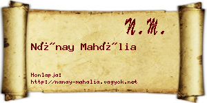 Nánay Mahália névjegykártya
